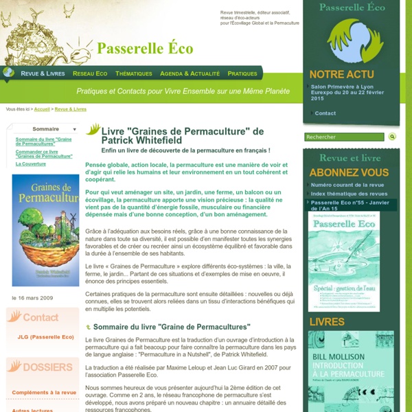 Permaculture - Nouveau livre : "Graines de Permaculture" - Enfin un livre d'introduction à la