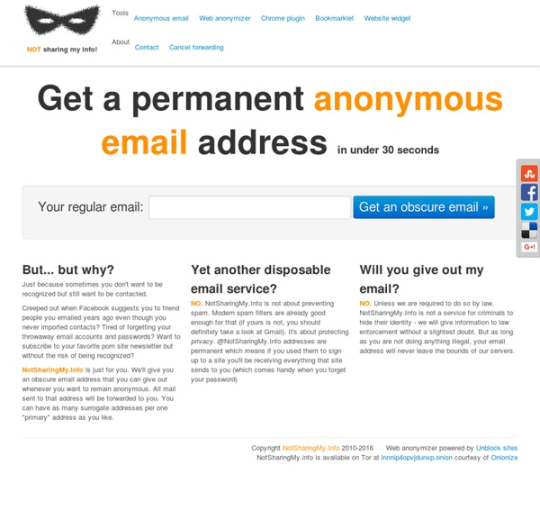 Not Sharing My Info! - Permanent anonymous email address