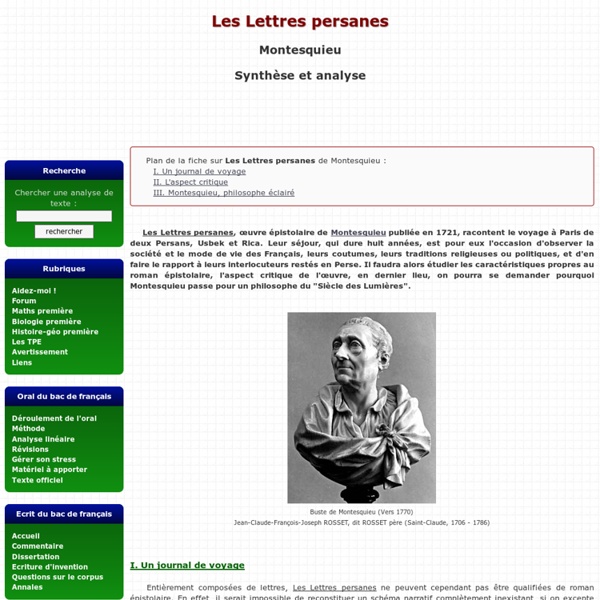 Lettres persanes - Montesquieu - Synthèse