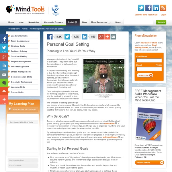 Personal Goal Setting - How to Set SMART Goals - from MindTools.com