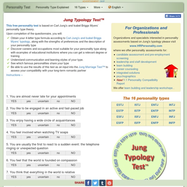 Personality test based on Jung and Briggs Myers typology