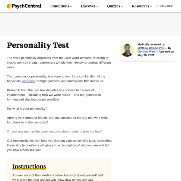 Psych Central Personality Test