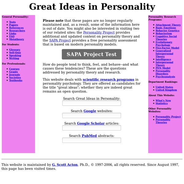Great Ideas in Personality