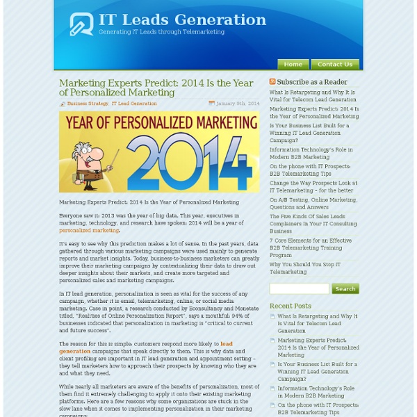 Marketing Experts Predict: 2014 Is the Year of Personalized Marketing