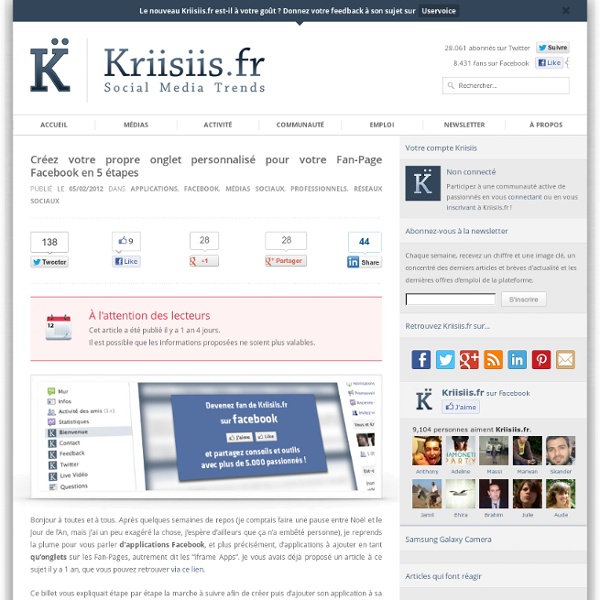 Kriisiis.fr (Social Media Blog) Actualités sur le groupe