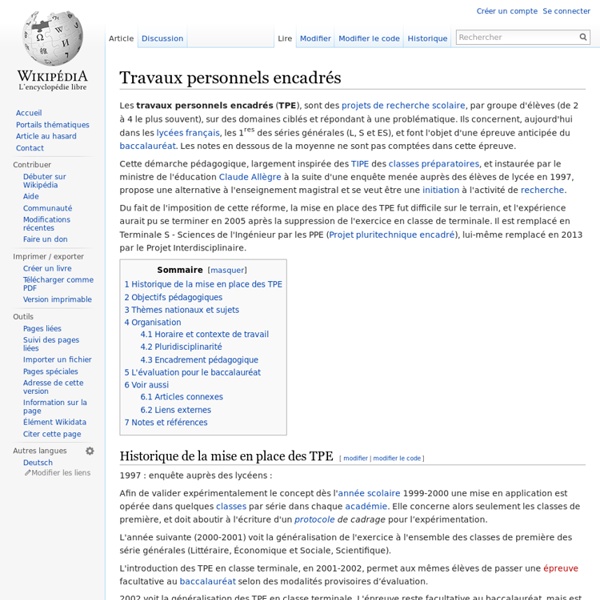 Travaux personnels encadrés