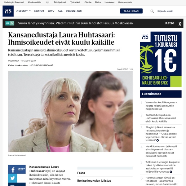 Kansanedustaja Laura Huhtasaari: Ihmisoikeudet eivät kuulu kaikille - Perussu...