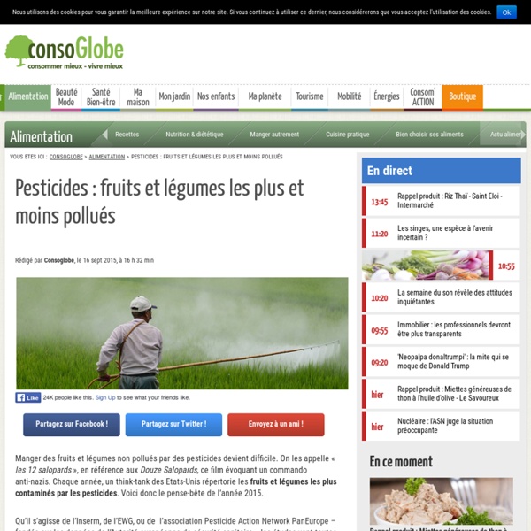 Pesticides. Fruits et légumes les plus et moins pollués