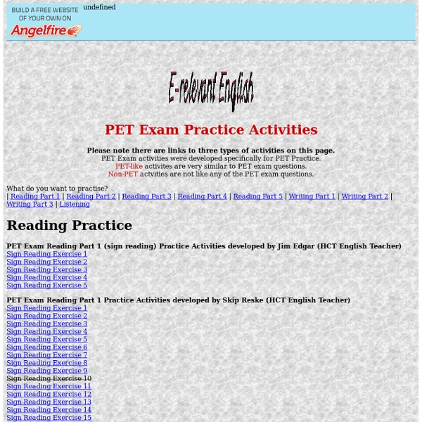 PET Exam Practice Activities