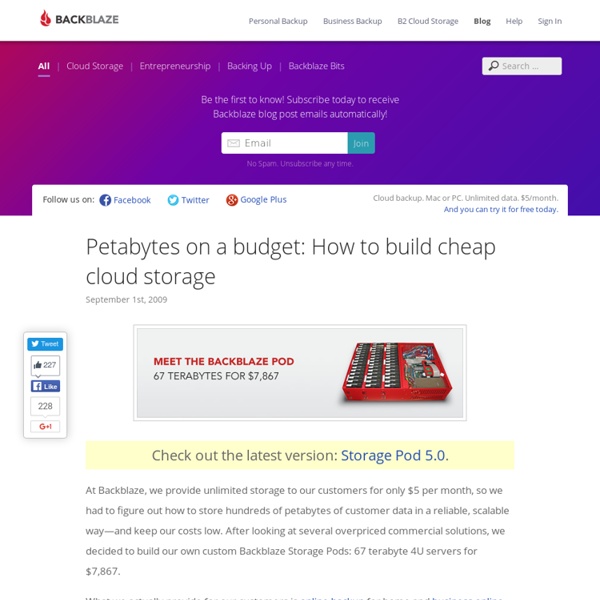 Blog » Petabytes on a budget: How to build cheap cloud storage