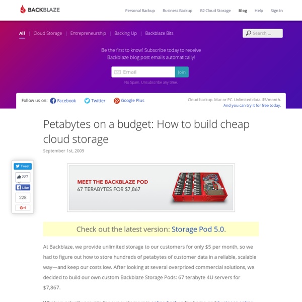 Petabytes on a budget: How to build cheap cloud storage