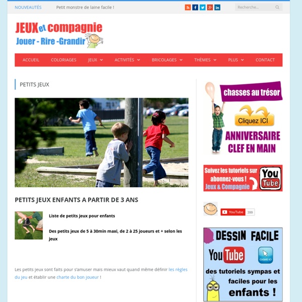 Petits jeux pour s'amuser à partir de 3 ans