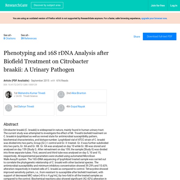 Phenotyping and 16S rDNA Analysis of Citrobacter Braakii