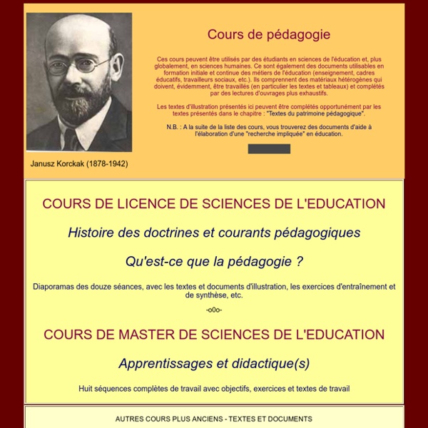 Site de Philippe meirieu : liste des cours de pédagogie
