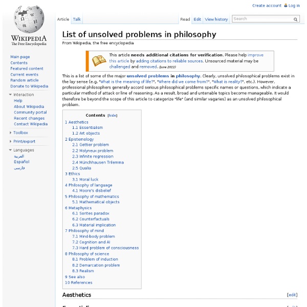 List of unsolved problems in philosophy