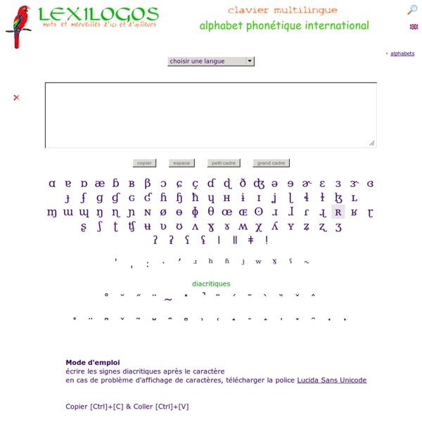 Alphabet phonétique international (API) Clavier en ligne LEXILOGOS