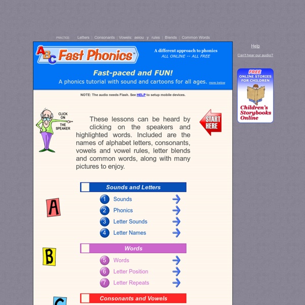ABC Fast Phonics with cartoons and sound. Fun for kids or adults.