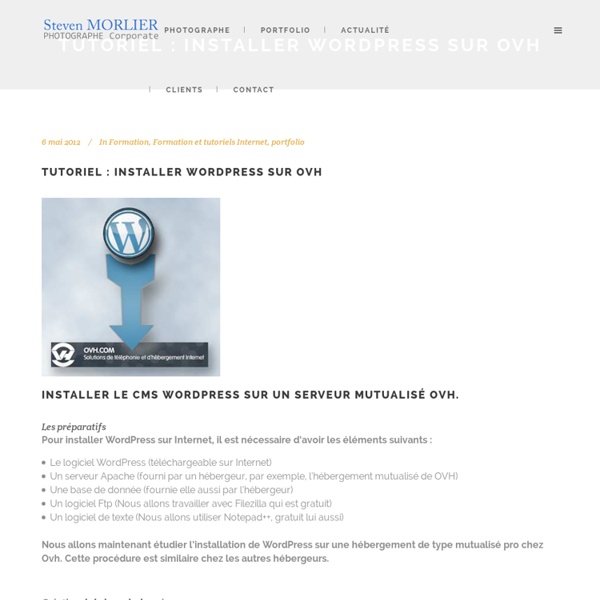 Tutoriel : Installer Wordpress sur ovh - Steven Morlier photographe de studio à Montpellier