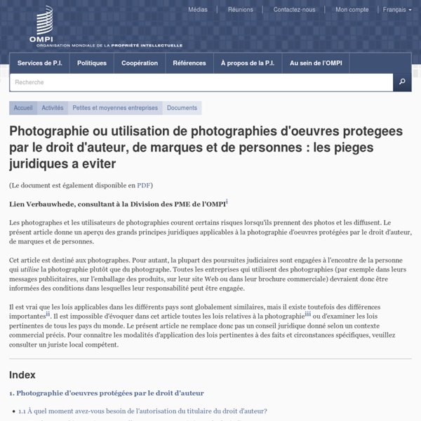 Photographie ou utilisation de photographies d'oeuvres protegees par le droit d'auteur, de marques et de personnes : les pieges juridiques a eviter