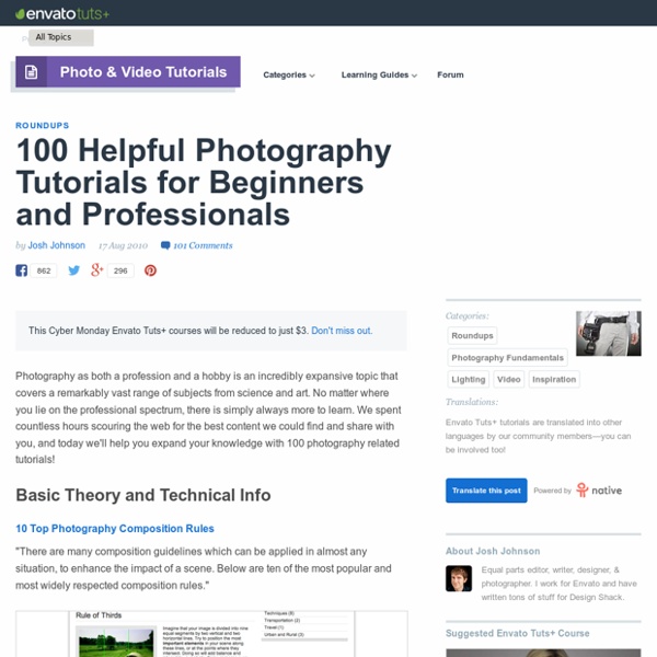 100 Helpful Photography Tutorials for Beginners and Professionals