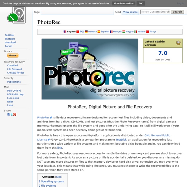 ... photorec digital picture and file recovery photorec is file data