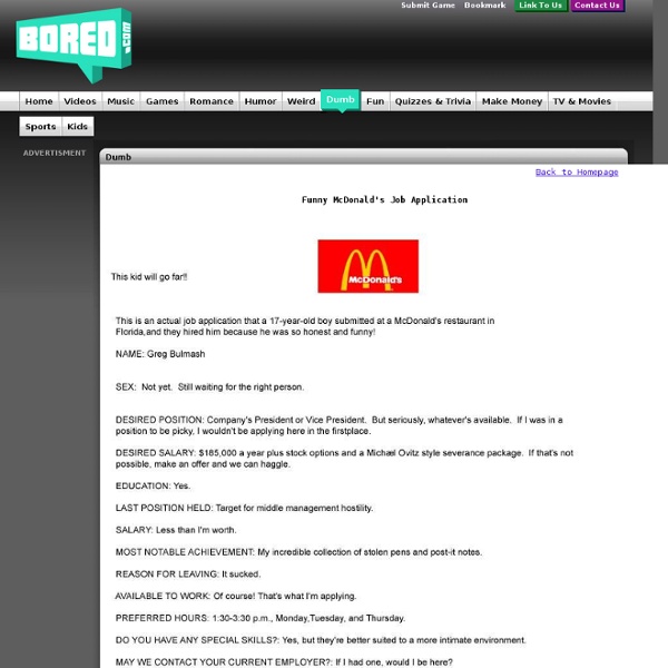 Funny Photos - Funny McDonald's Job Application