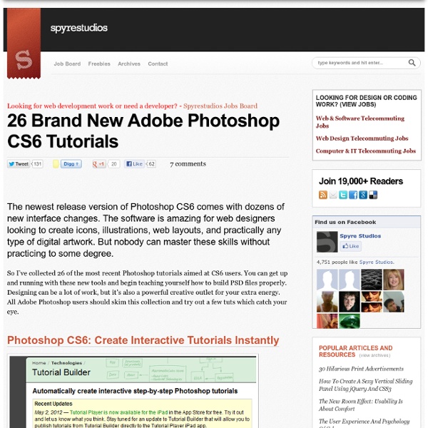 26 Brand New Adobe Photoshop CS6 Tutorials