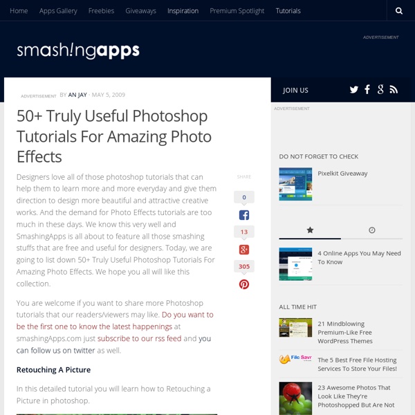 50+ Truly Useful Photoshop Tutorials For Amazing Photo Effects @ SmashingApps