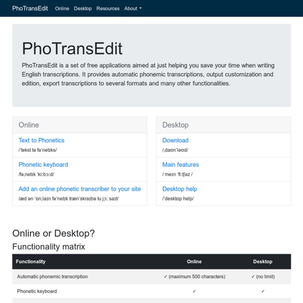 PhoTransEdit (English Phonetic Transcription) Home Page