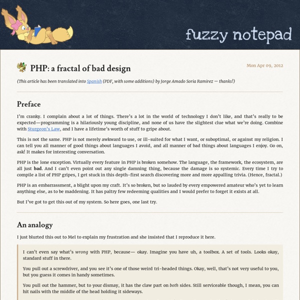 PHP: a fractal of bad design - fuzzy notepad