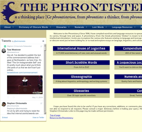 The Phrontistery: Obscure Words and Vocabulary Resources