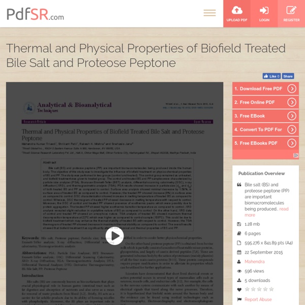 Thermal and Physical Properties of Biofield Treated Bile Salt and Proteose Peptone