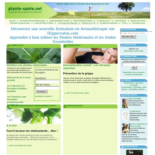 Plante et Santé ; formation et information sur la phytothérapie, l'aromathérapie et les plantes médicinales
