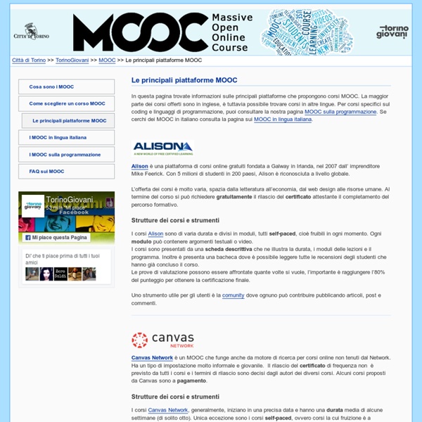 MOOC, le principali piattaforme Massive Open Online Course - Formazione on line - TorinoGiovani