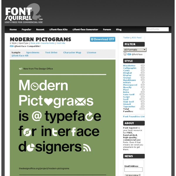 Free Font Modern Pictograms by John Caserta