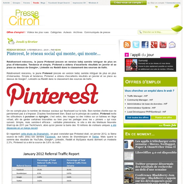 Pinterest redirige plus que Google+, LinkedIn et YouTube réunis