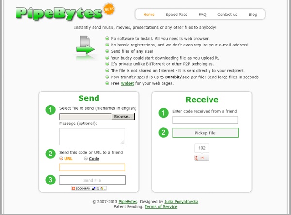 PipeBytes - Free and easy file transfers.