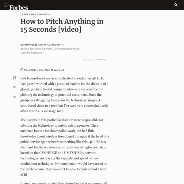 How to Pitch Anything in 15 Seconds [video]
