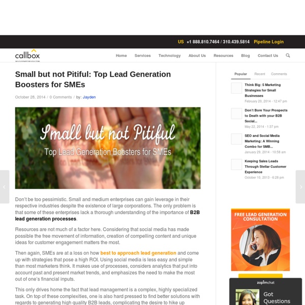 Small but not Pitiful: Top Lead Generation Boosters for SMEs