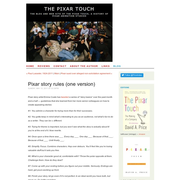 The Pixar Touch - history of Pixar - Blog - Pixar story rules (one version)