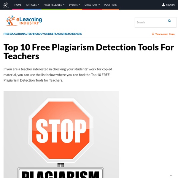 Top 10 FREE Plagiarism Detection Tools for Teachers - eLearning Industry
