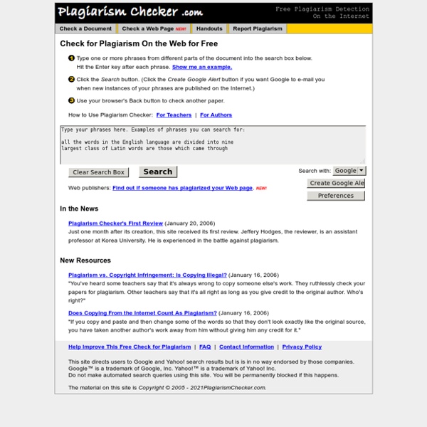 Check for Plagiarism On the Web For Free - PlagiarismChecker.com
