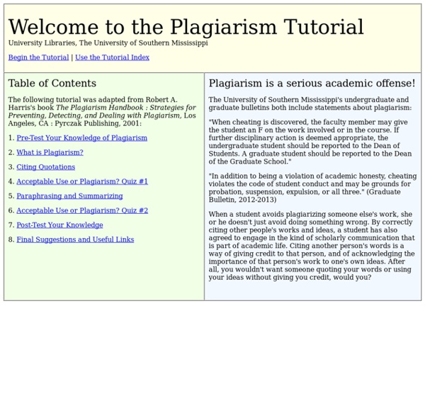 Plagiarism Tutorial: Test Your Knowledge