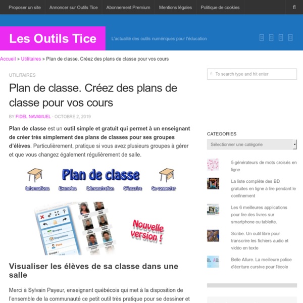 Plan de classe. Créez des plans de classe pour vos cours