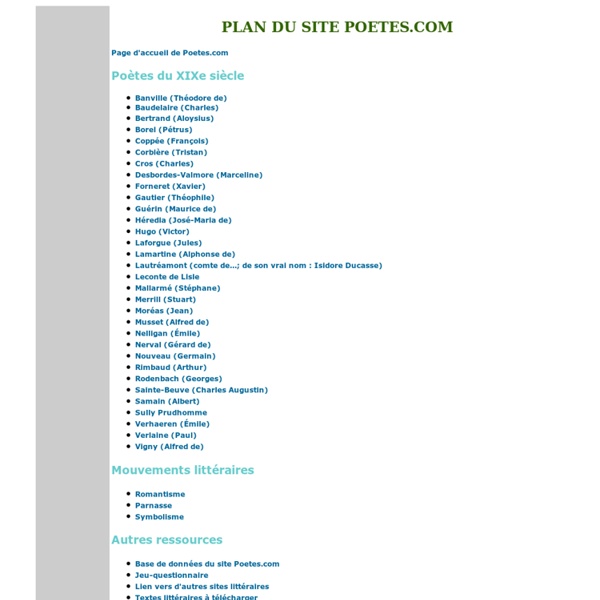 Plan du site Poetes.com