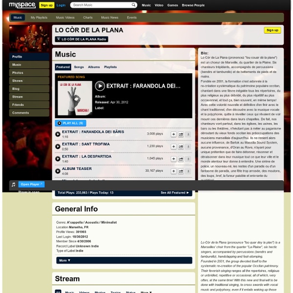 LO CÒR DE LA PLANA sur Myspace Music - Ecoute gratuite de MP3, Photos et clips vidéos