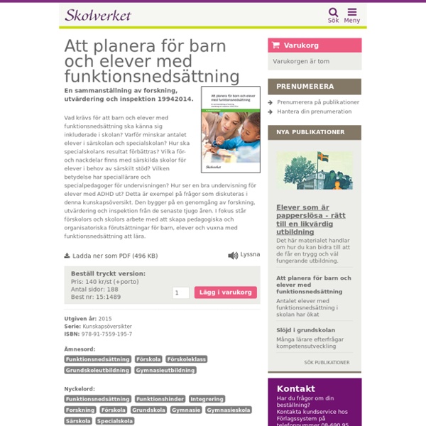 Att planera för barn och elever med funktionsnedsättning