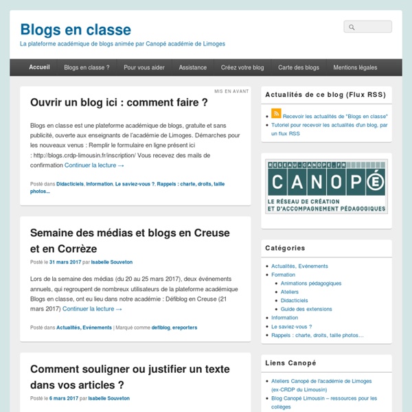 La plateforme de blogs académique animée par le CRDP du Limousin