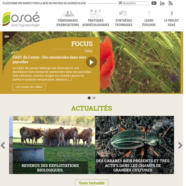OSez l'Agro Écologie : Plateforme d'échanges pour la mise en pratique de l'agroécologie