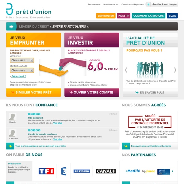 Prêt d'Union, leader du crédit entre particuliers